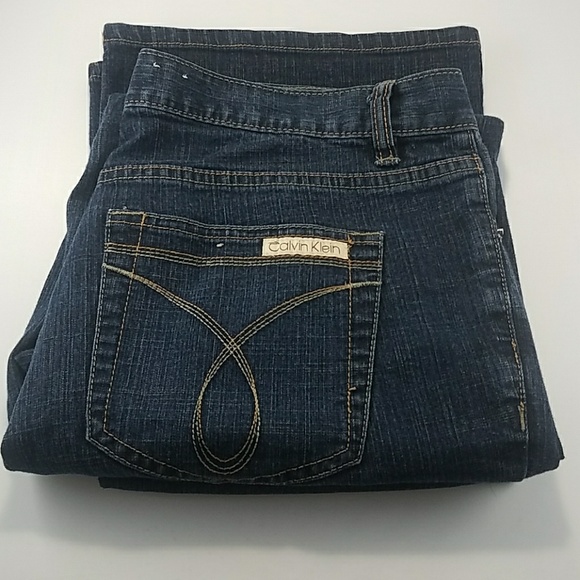Calvin Klein Dark Wash Flare Blue Jeans - Picture 2 of 6